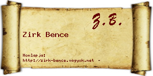 Zirk Bence névjegykártya